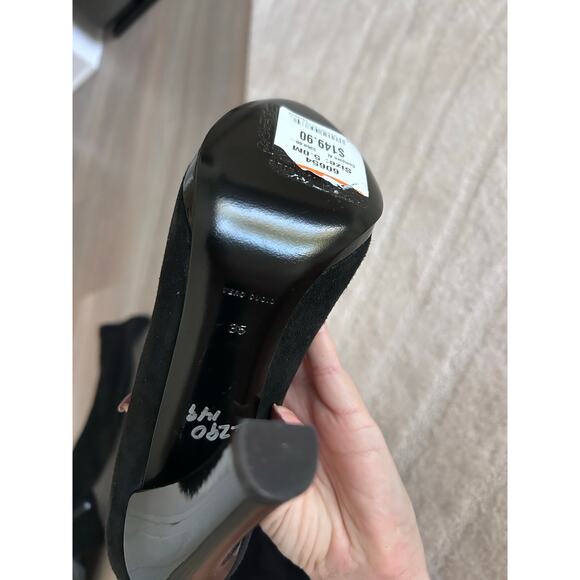 BRUNO MAGLI Black Suede High Heel Knee High Boots with Patent Leather size 35 - Picture 10 of 11